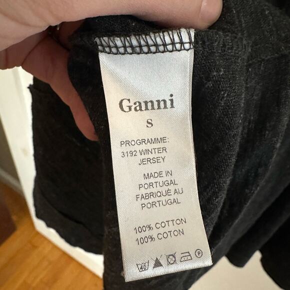 Ganni x Anthropologie Charcoal Scoop Neck Fit Flare Mini Cotton Dress Small - Picture 6 of 6